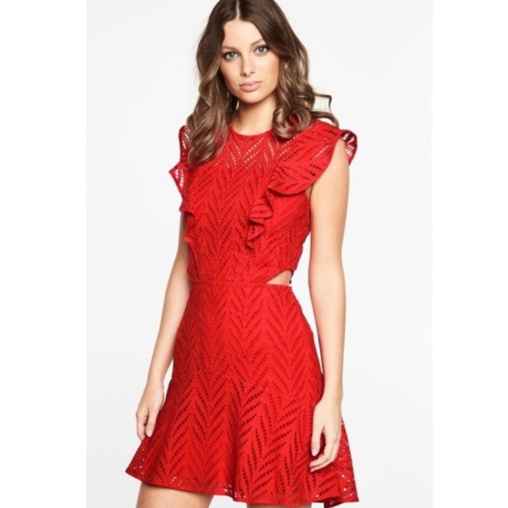 NWT Bardot Kira Cutout Ruffled Fit & Flare Dress